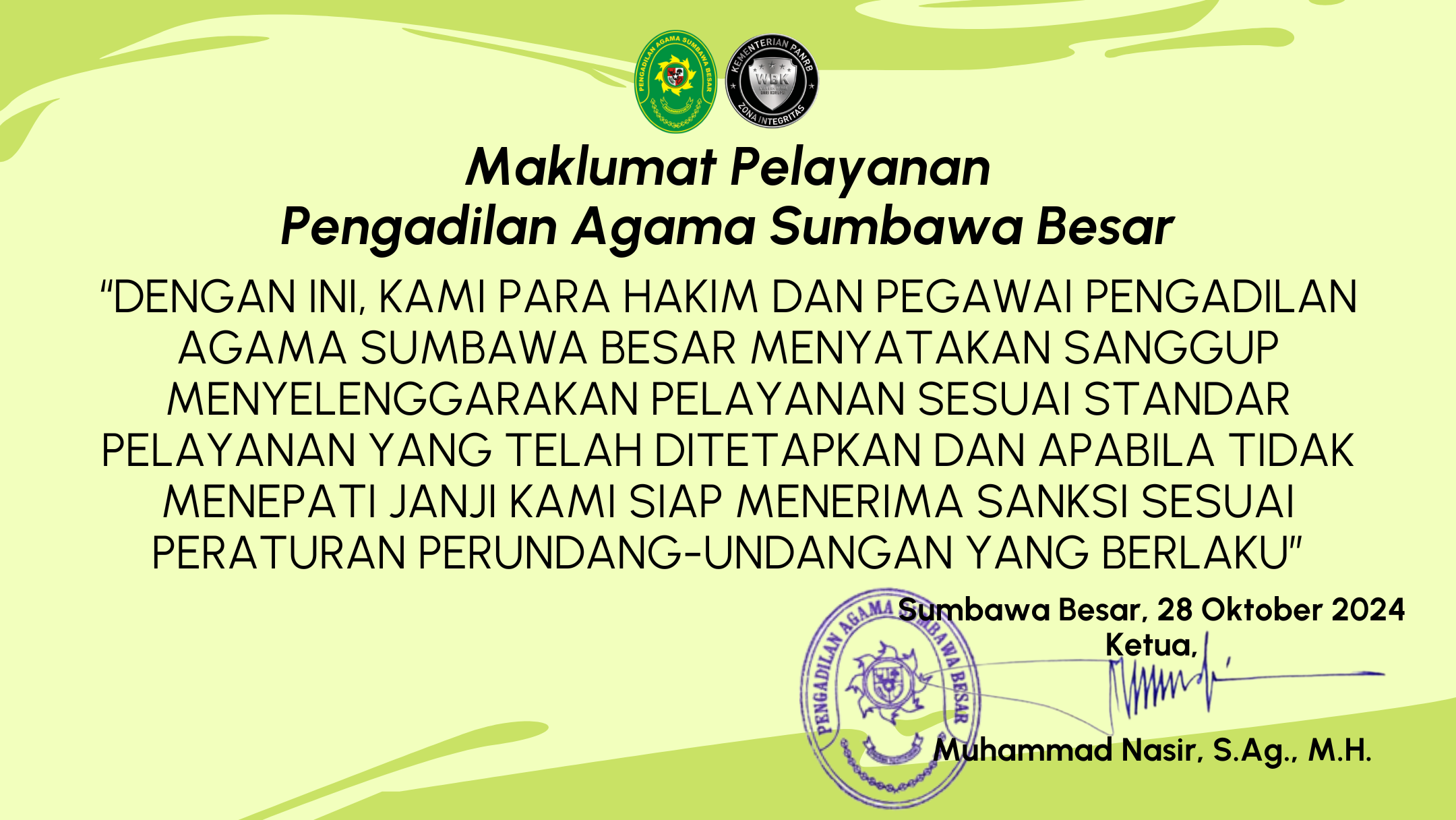 Maklumat Pelayanan Website OKT 2024
